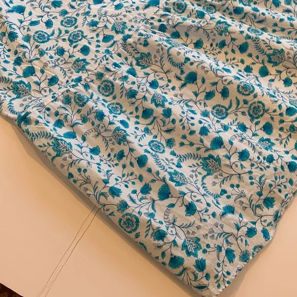 Draper James Women’s Large White Blue Floral Ruffle Sleeveless Dress Sundress - Picture 2 of 8